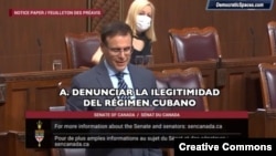 El senador del Partido Conservador de Canadá, Leo Housakos, uno de los legisladores que sostuvo un encuentro el jueves con Orlando Gutiérrez Boronat, coordinador de la Asamblea de la Resistencia Cubana. 