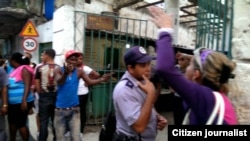 Reporta Cuba. Protesta en la Habana Vieja, 3 de febrero. Foto: Lázaro Yuri Valle.