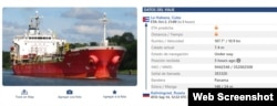 Datos de seguimiento del tanquero PVT Clara, que navega con bandera de Panamá rumbo a La Habana. (Captura de pantalla de Vessel Finder)