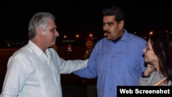 Nicolás Maduro y Cilia Flores fueron recibidos por el primer vicepresidente de Cuba, Miguel Díaz-Canel.