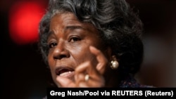 Linda Thomas-Greenfield, nominada por el presidente Joe Biden como embajadora ante la ONU, en la audiencia de confirmación ante el Comité de Relaciones Exteriores del Senado, el 27 de enero de 2021. Greg Nash/Pool via REUTERS